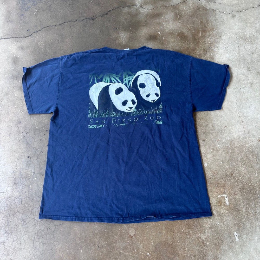 Gildan San Diego Zoo T-Shirt Mens XL Navy Blue Good Panda Graphic Cotton Tee